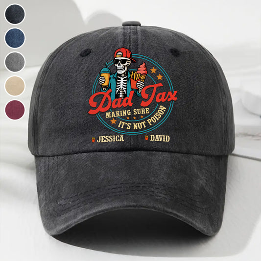 Funny Dad Tax - Personalized Custom Vintage Washed Denim Cap