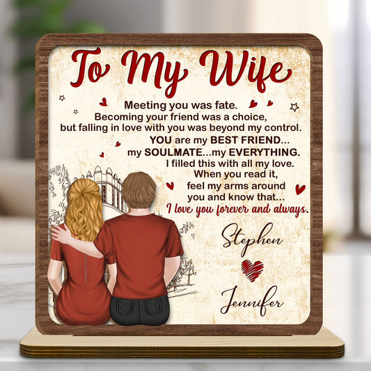 To My Gorgeous Wife - Personalized 2-Layer Wood Plaque With Flat Base