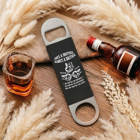 Always My Brother - Personalized Custom Leather Bottle Opener