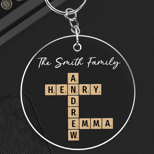 Family Besties Coworker Crossword Art  - Personalized Custom Acrylic Keychain