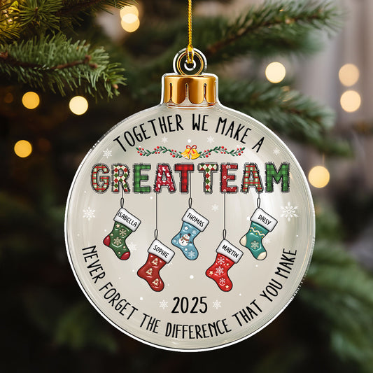 Teamwork Makes The Dream Work - Personalized Custom 3D Effect Acrylic Ornament