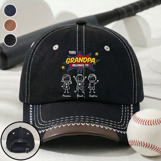 This Grandpa Belongs To Us - Personalized Custom Vintage Soft Baseball Cap