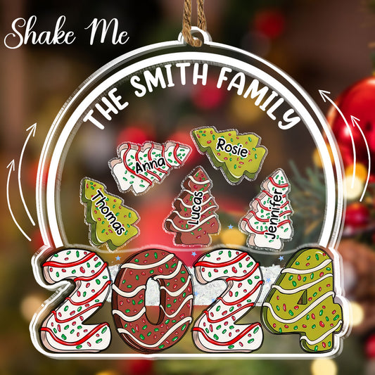 Tree Cake Family - Personalized Custom Acrylic Shaker Ornament