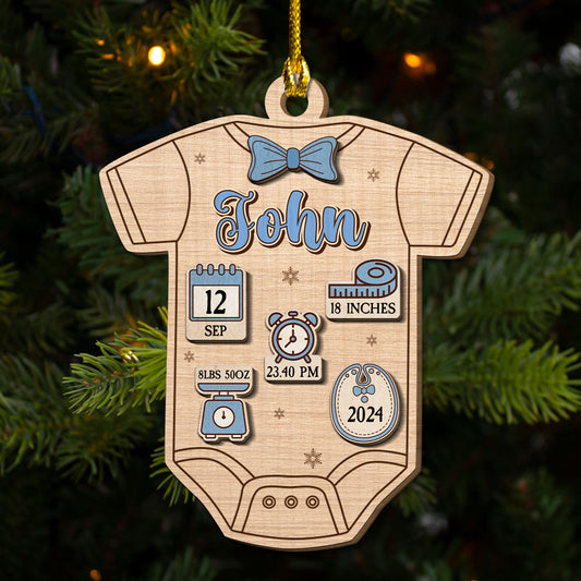 Baby First Christmas - Personalized Custom Freeshape 2-Layered Wood Ornament