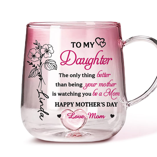 To My Daughter - Personalized Pink Gradient Glass Mug