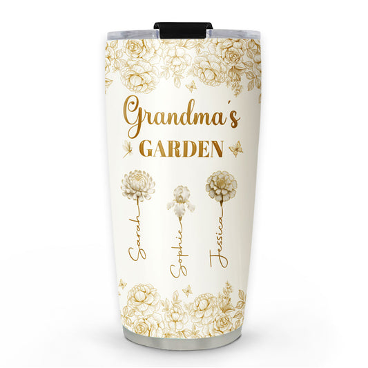 Grandma Mom Garden Of Flowers - Personalized Custom Tumbler
