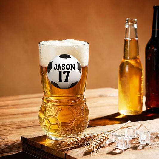 Forever Chasing The Ball - Personalized Custom Football Beer Glass