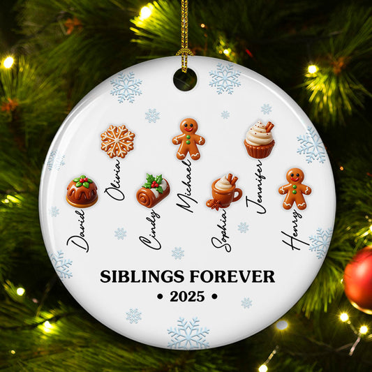 Sweet Siblings 2025 - Personalized Custom 3D Inflated Effect Ceramic Ornament