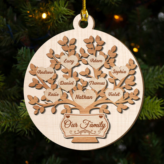 Our Family - Personalized Custom Freeshape 2-Layered Wood Ornament