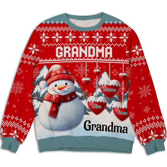 Snowman Kid And Grandma - Personalized Custom All-Over-Print Sweatshirt