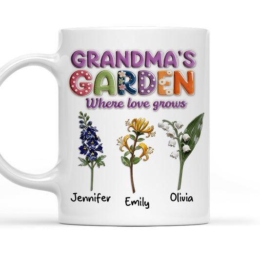 Grandma Garden Flower - Personalized Custom 3D Effect Mug 