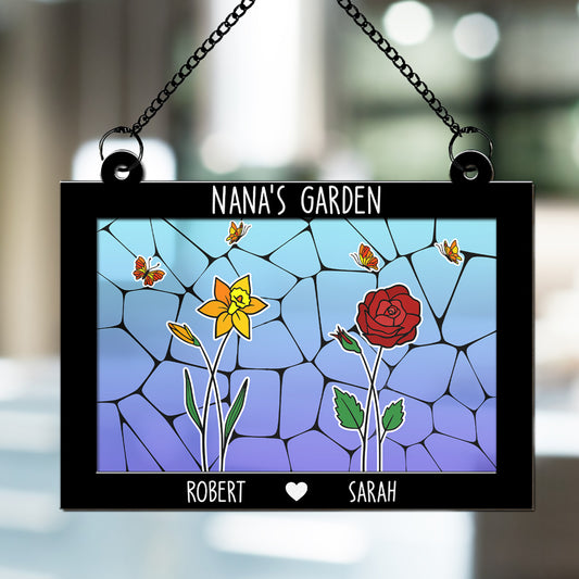 Grandmas Garden Birth Month Flower - Personalized Suncatcher