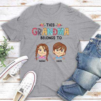 This Grandma Belongs To 2 - Personalized Custom Unisex T-shirt - Blithe Hub