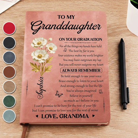 To My Granddaughter - Personalized Custom Leather Journal