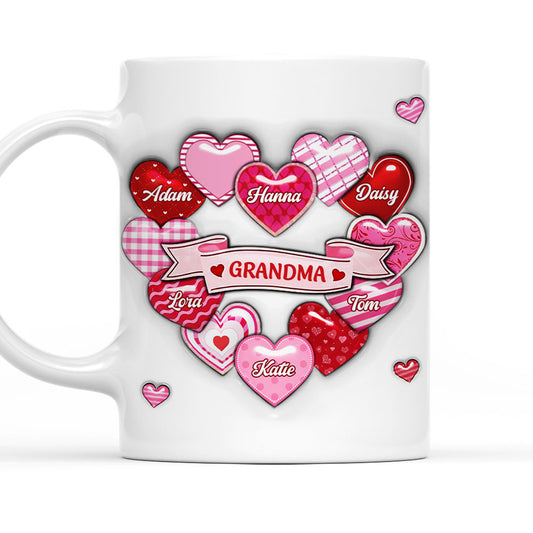 Love Grows Here Grandma - Personalized Custom 3D Inflated Effect Mug