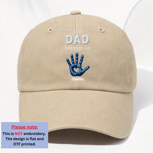 Colorful Dad Belongs To - Personalized Custom Vintage Washed Denim Cap