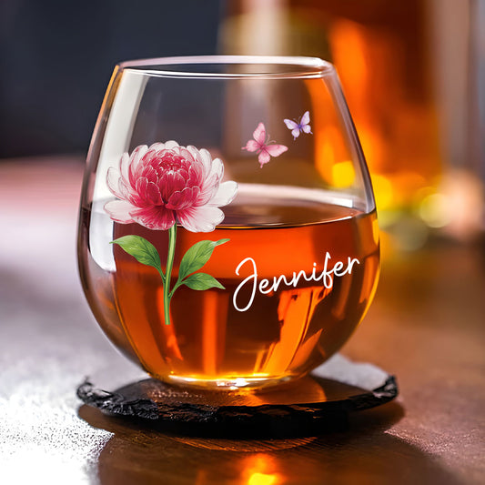 Flower Power - Personalized Wine Glass