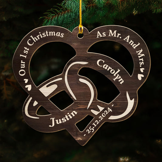 Our 1st Christmas Married - Personalized Custom Wood Ornament