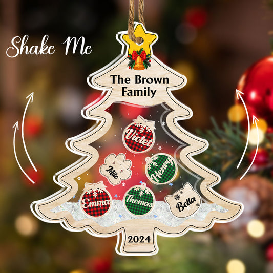 Family With Pet Charm - Personalized Custom Acrylic Shaker Ornament