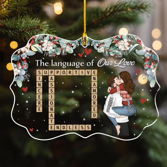 The Language Of Our Love - Personalized Custom Acrylic Ornament