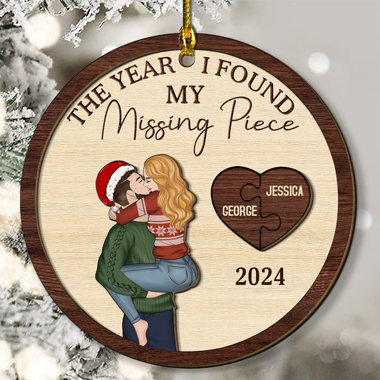 The Year I Found My Perfect Match - Personalized Custom Freeshape 2-Layered Wood Ornament