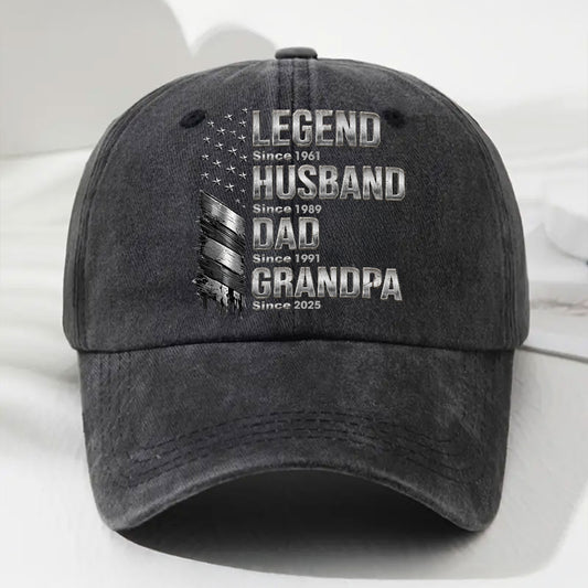 Family Built By A Legend - Personalized Custom Vintage Washed Denim Cap