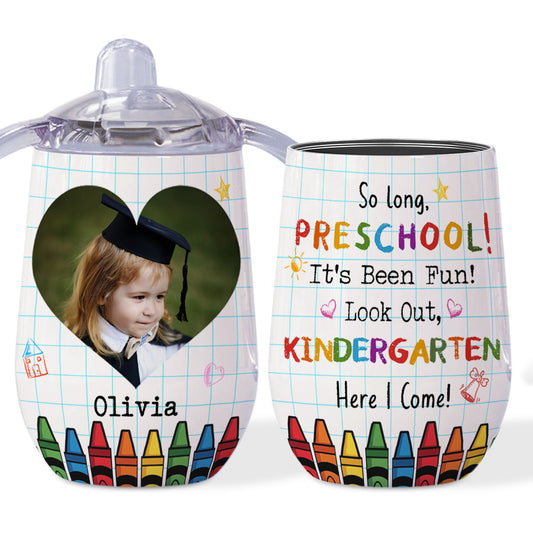 Look Out Kindergarten Photo - Personalized Custom Sippy Cup With Handles