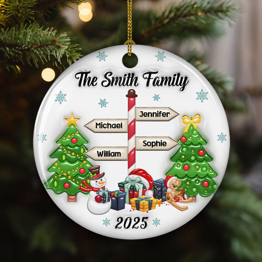 Our Family 2025 - Personalized Custom 3D Inflated Effect Ceramic Ornament