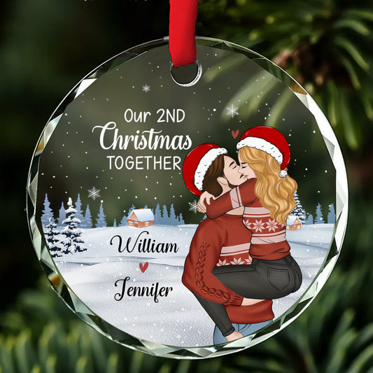 Christmas Together Couple - Personalized Custom Glass Ornament