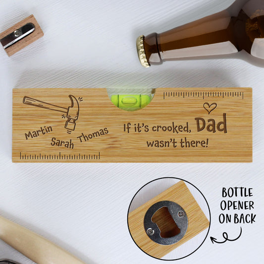 If It Is Crooked - Personalized Custom Engraved Wooden Spirit Level Bottle Opener