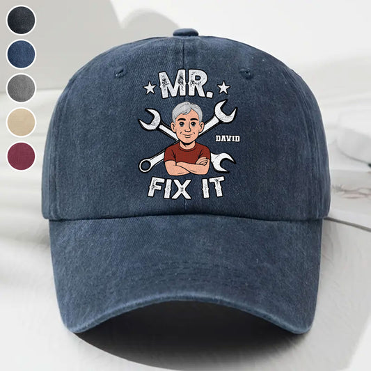 Fix It - Personalized Custom Vintage Washed Denim Cap