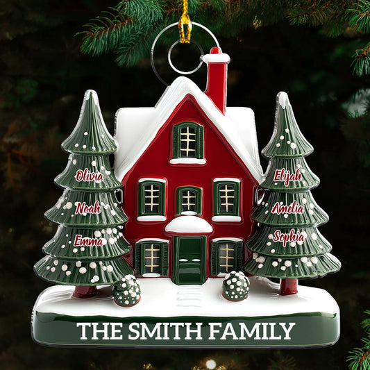 Family Christmas House Version 2 - Personalized Custom Acrylic Ornament