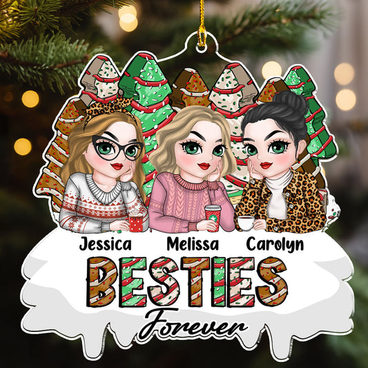 Besties Forever Christmas Tree Cake - Personalized Custom Acrylic Ornament