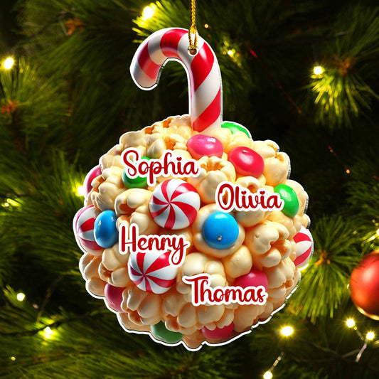 Popcorn Ball Custom Family Name - Personalized Custom Acrylic Ornament