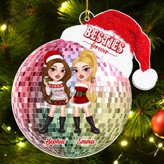 Besties Forever Santa Disco Ball - Personalized Custom Acrylic Ornament