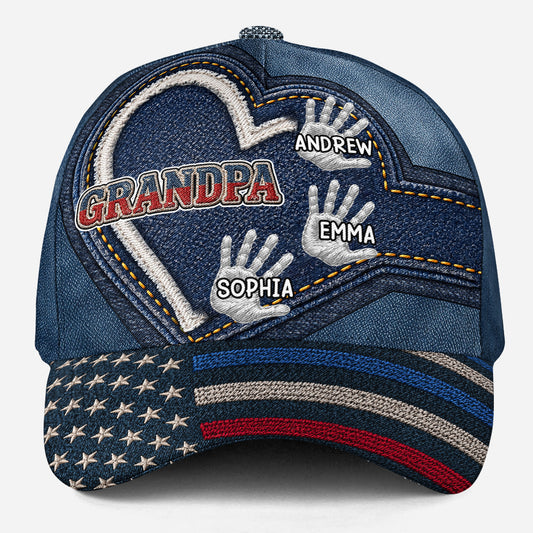 Grandpa And Grandkid's Hands - Personalized Custom Classic Cap