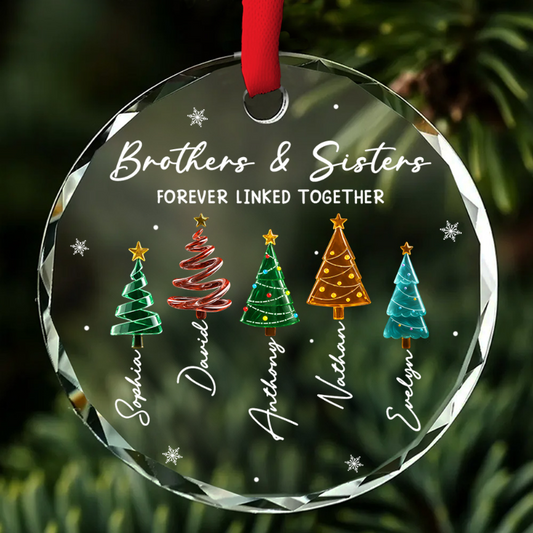 Custom Brothers & Sisters Christmas Ornament • Season Love Siblings - Personalized Glass Ornament
