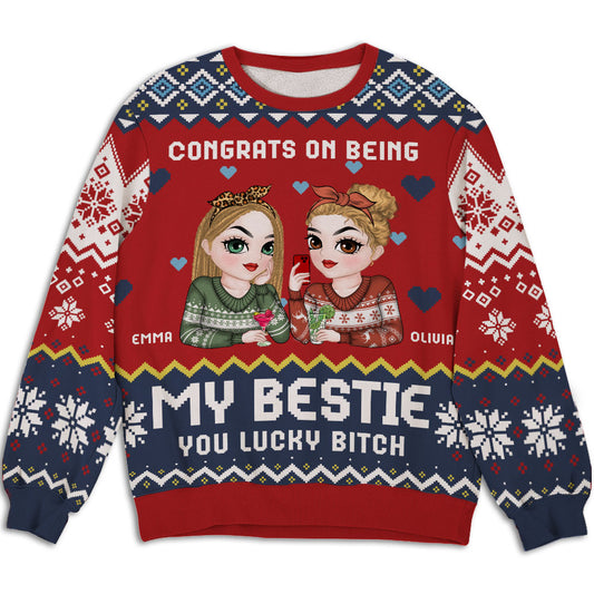 Congrats On Being My Besties - Personalized Custom All-Over-Print Sweatshirt