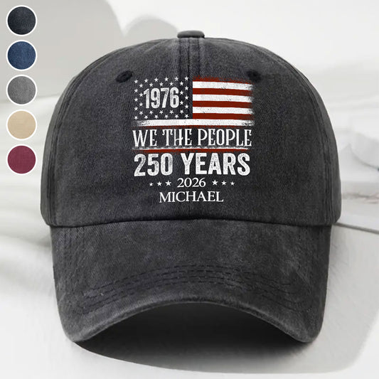 We The People - Personalized Custom Vintage Washed Denim Cap