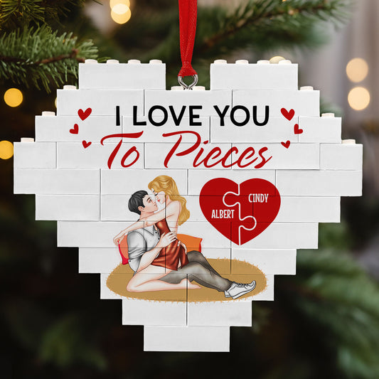 I Love You To Pieces - Personalized Custom Heart Puzzle Ornament