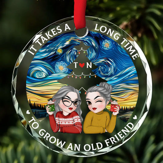 Grow Old Friend - Personalized Custom Glass Ornament