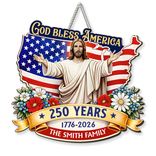 God Bless America - Personalized Custom Wood Sign