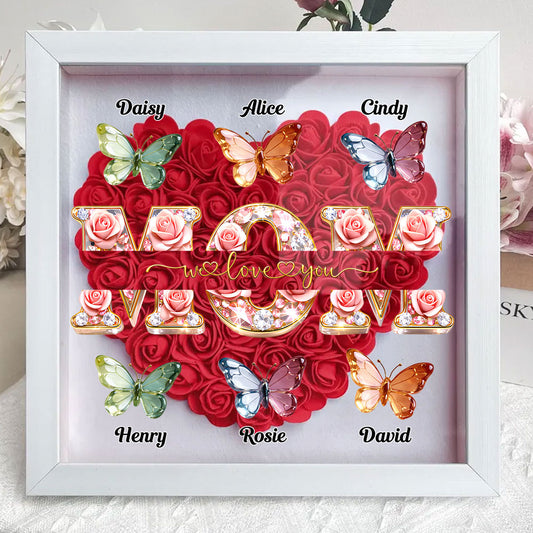 Mom We Love You - Personalized Custom Flower Shadow Box