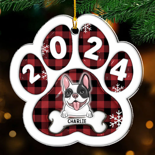 Happy Paw 2024 - Personalized Custom 3D Inflated Effect Acrylic Ornament