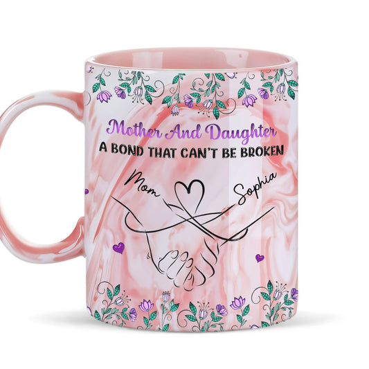 Mother And Daughter Relationship - Personalized Custom Pink Marble Mug