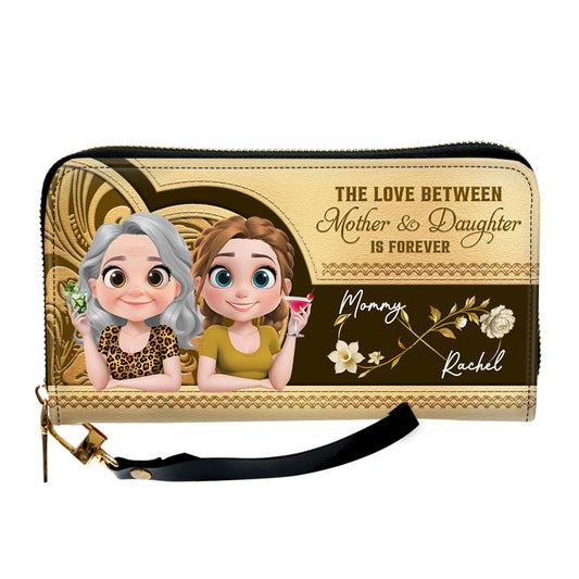 Gold Flower Forever Love - Personalized Custom Leather Wallet