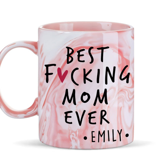 Best Mom Grandma Ever - Personalized Custom Pink Marble Mug