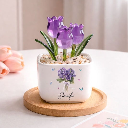 Birthmonth Flower - Personalized Custom Glass Everlasting Tulips