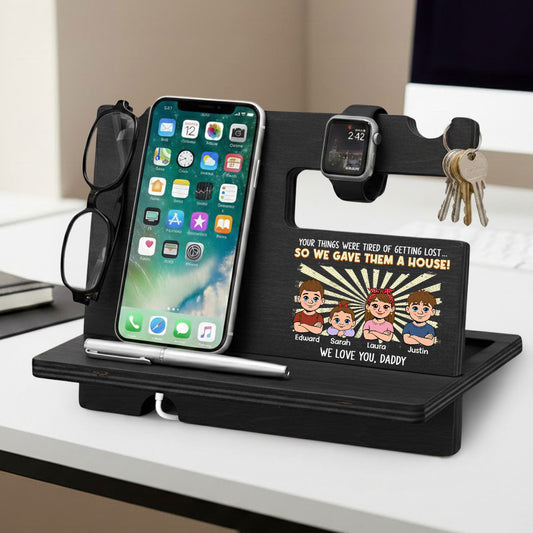 We Love You Dad - Personalized Custom Wood Phone Docking Station