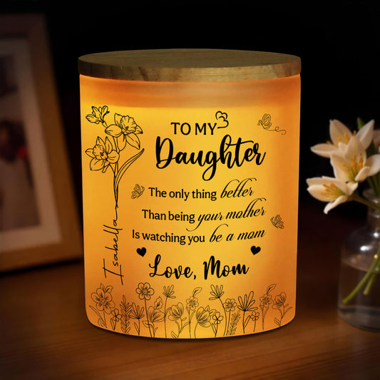 Love For My Daughter - Personalized Glass Jar With LED Candle